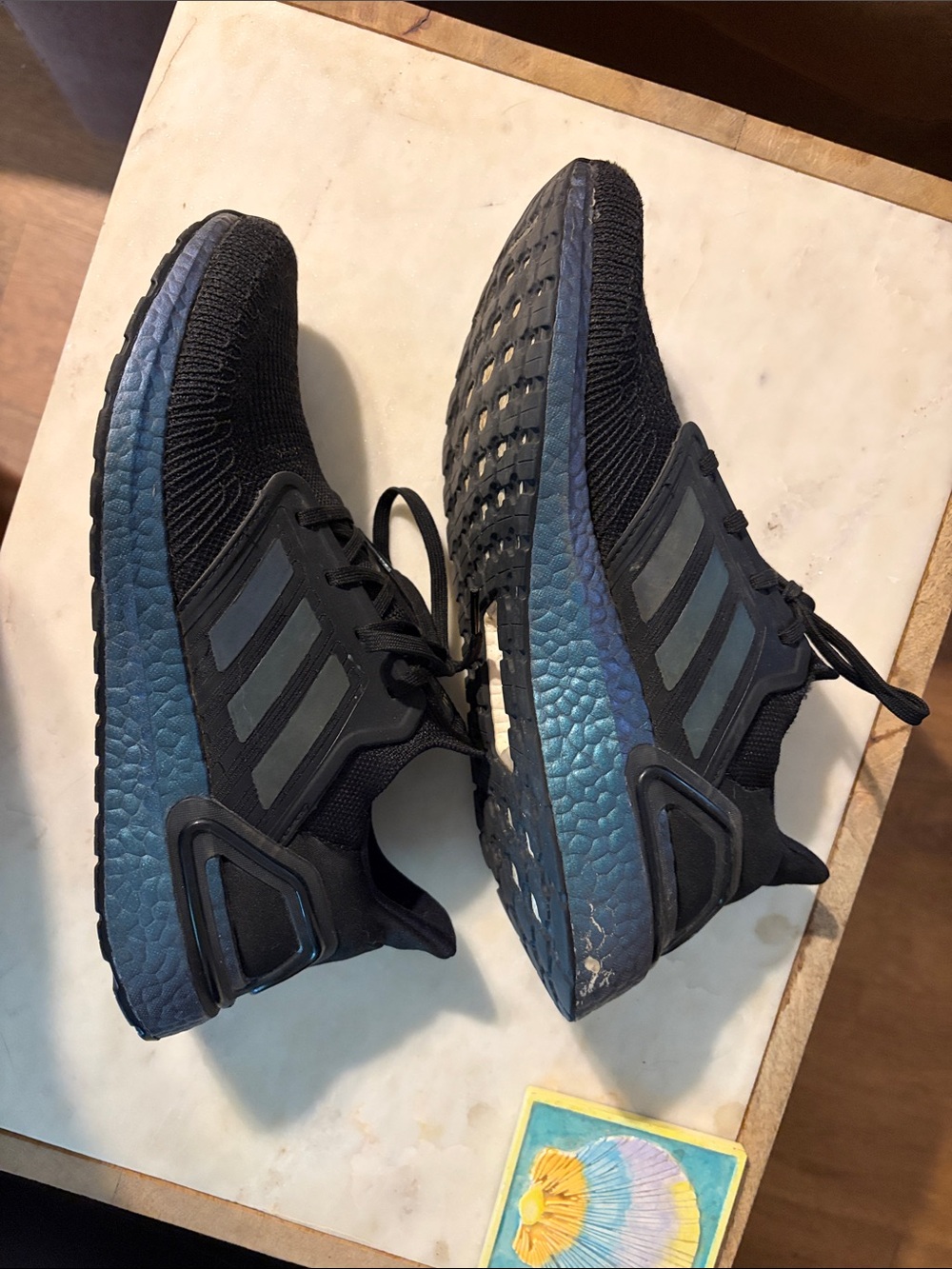 adidas Men’s Black Sneakers with Iridescent Stripes
